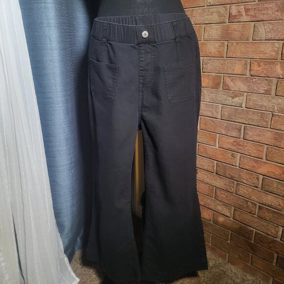 Women's Wide Leg Ankle Pull-on Black 4-[ocket Pants - Size L - Picture 4 of 8